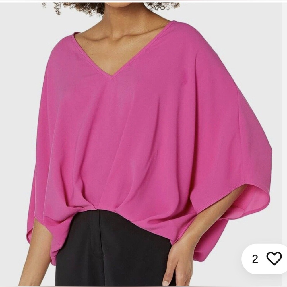 $ 13. NWT.  Tyche Hot Pink Satin  V Neck Crop Top blouse